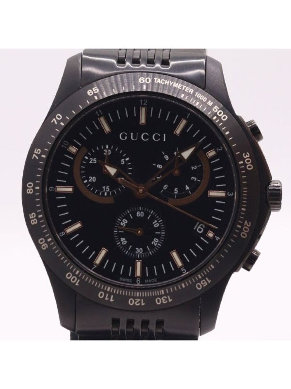 Gucci and Frame Timeless 126.2 Quartz Date Chronograph Black Dial Watch